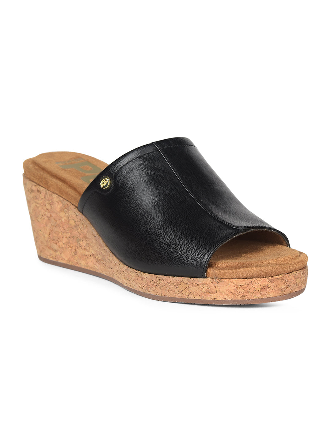 Hush Puppies Women Black Wedge Heel Mule Sandal - Black - View 1