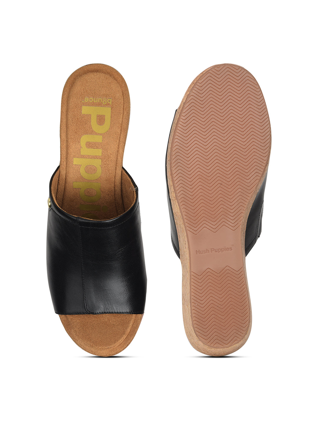 Hush Puppies Women Black Wedge Heel Mule Sandal - Black - View 4