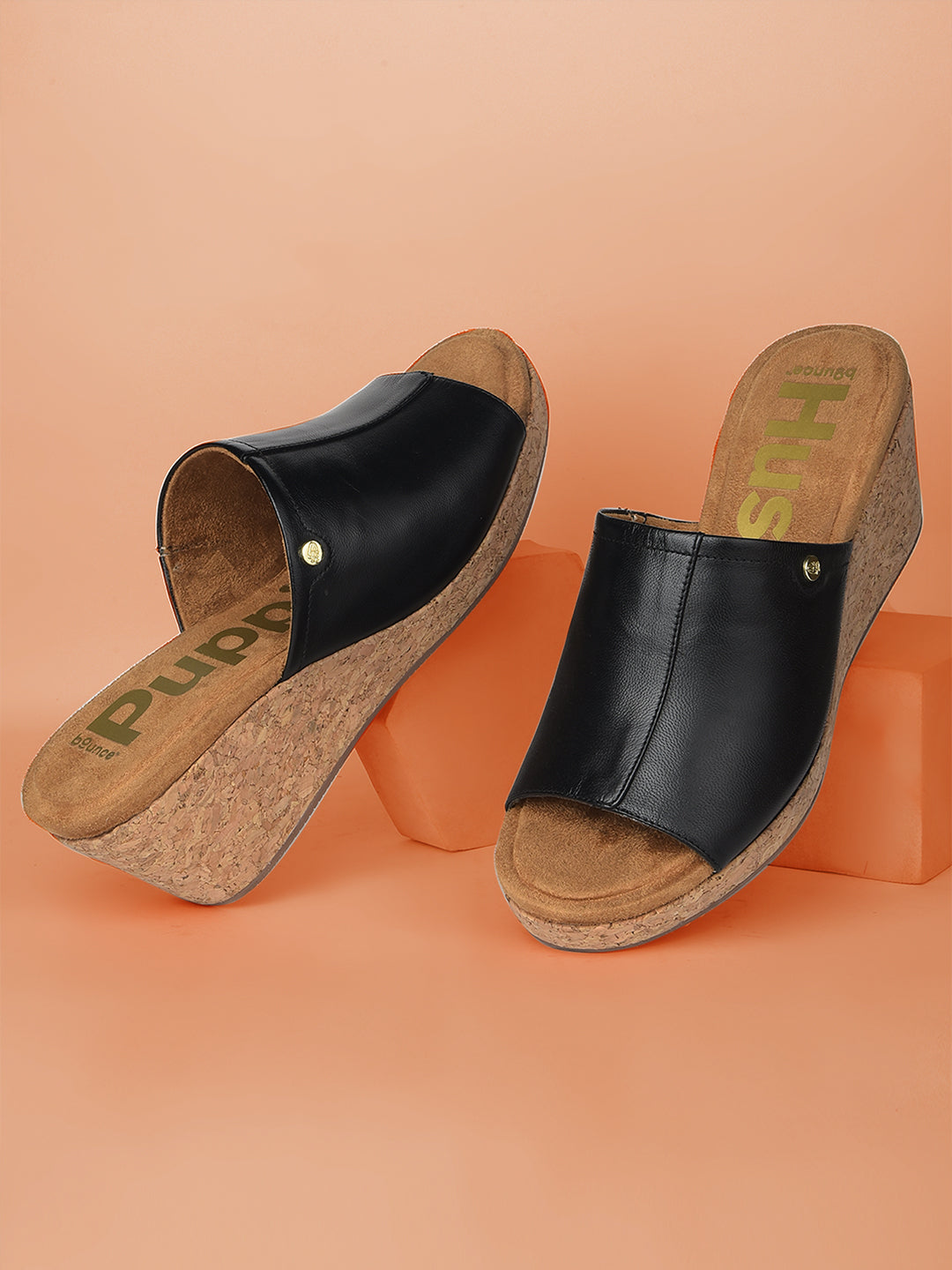 Hush Puppies Women Black Wedge Heel Mule Sandal - Black - View 6