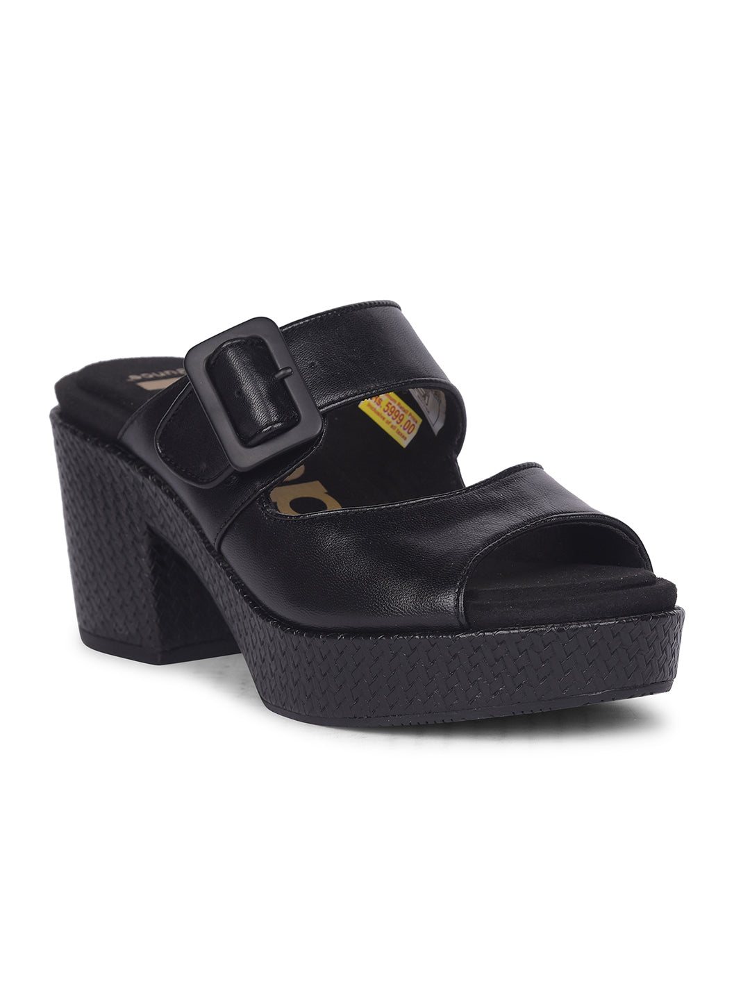 Hush Puppies Women Black Block Heel Mule Sandal - Black - View 1
