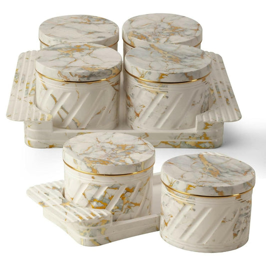 SELVEL Italian White Dry Fruit Containers - 6-Piece Combo Set (430ml) - HalfPe