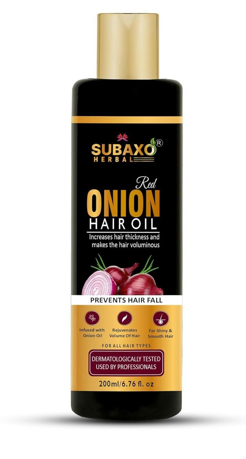 SUBAXO Red Onion Hair Oil Prevents Hair Fall Makes Hair Silkier & Stronger Herbal Hair Oil For Women & Men (200ml) - HalfPe