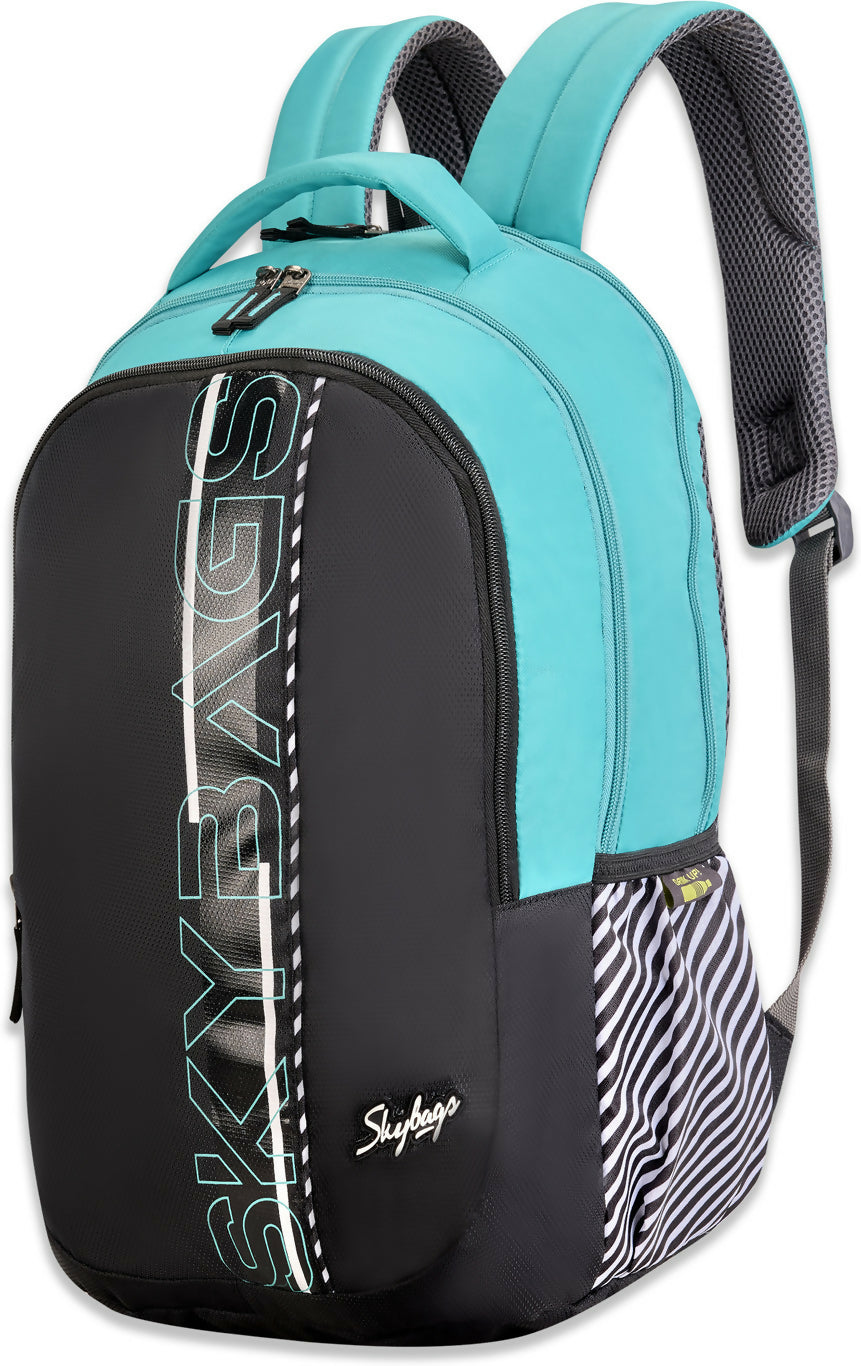 Skybags Large 38L Backpack Stash Black 38L School Backpack for Boys and Girls with 3 Compartments - kids (Black) HalfPe - FW -TPT