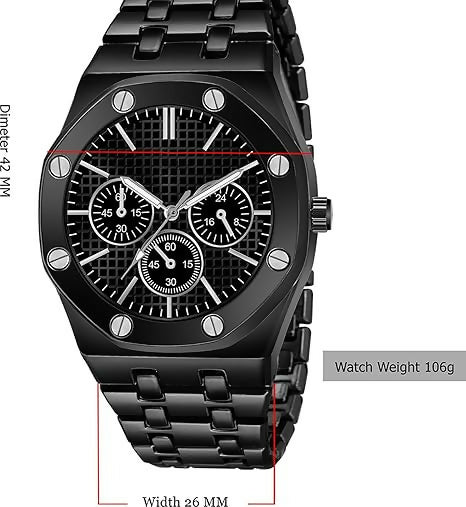 Men’s Classic Black Analog Wrist Watch | Sleek Stainless Steel Design