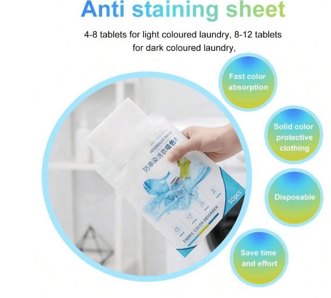 50Pcs Set Non-Woven White Anti-Color Run Laundry Paper For Washing Machine, Prevent Clothes - HalfPe