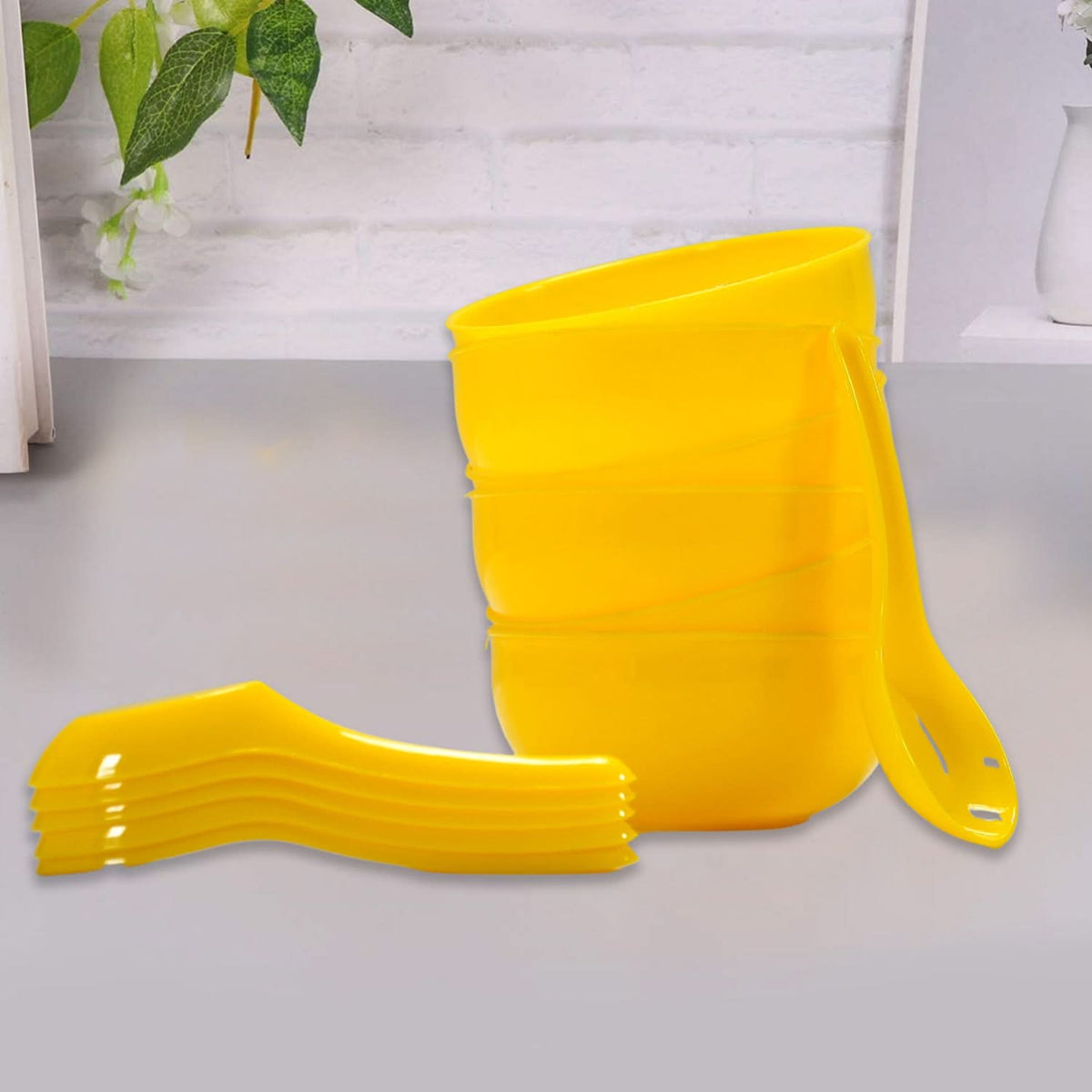 Soup Bowl Spoon Set Plastic For Kitchen  Home Use HP DD