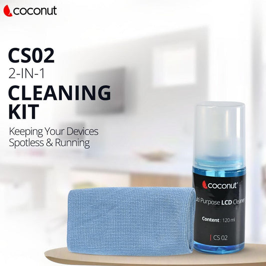 CS02 - 2 in 1 Cleaning Kitt with Brush, Lint-free microfibre cloth & soft Cloth - HalfPe