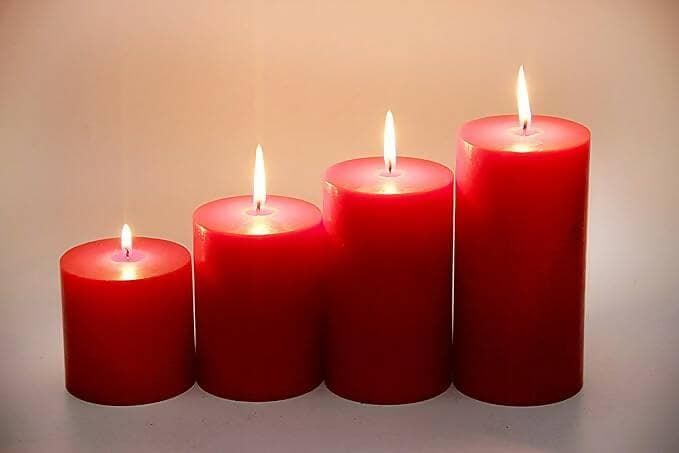 PROSPERRO LUMO by Parkash Paraffin Wax Scented Pillar Candle (Red), Set of 4 - HalfPe