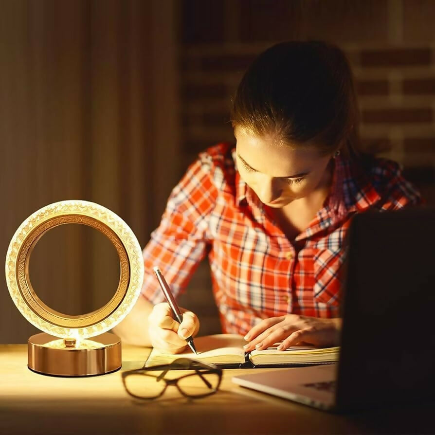 Round Crystal Cordless Table Lamp – Luxury Diamond Nightstand Light for Bedroom, Living Room & Party Decor