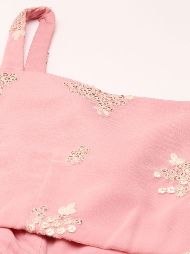 Bollywood Vogue Ready To Wear Pink Embroidered Mini Dress