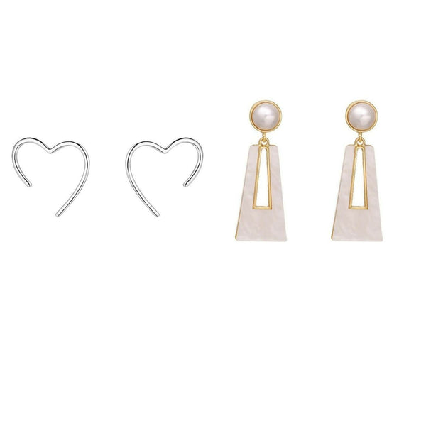 Sophisticated Style Heart and Pearl Drop Earrings pinapes