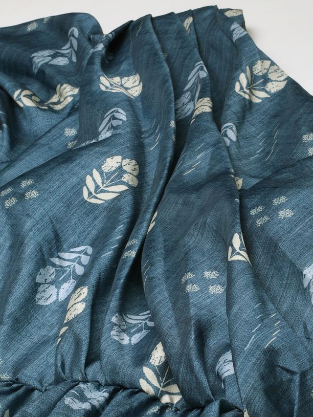 Bollywood Vogue Ready To Wear Blue Art Silk Digital Printed Gown