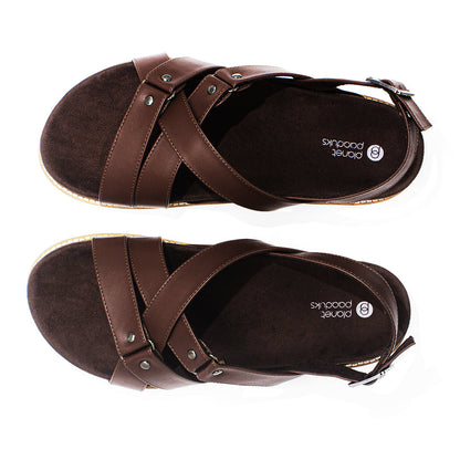Fox Luxe Crossover Vegan Leather Brown Men Sandals Planet Paaduks