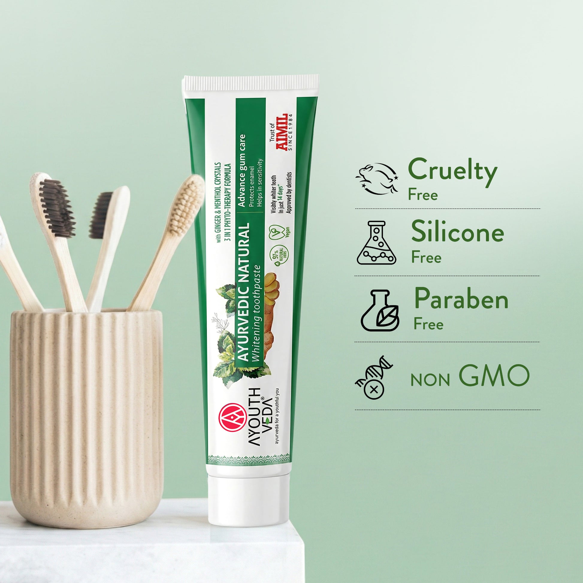 Ayurvedic Natural Whitening toothpaste Pack of 4 (100 gm) Aimil Ayouthveda