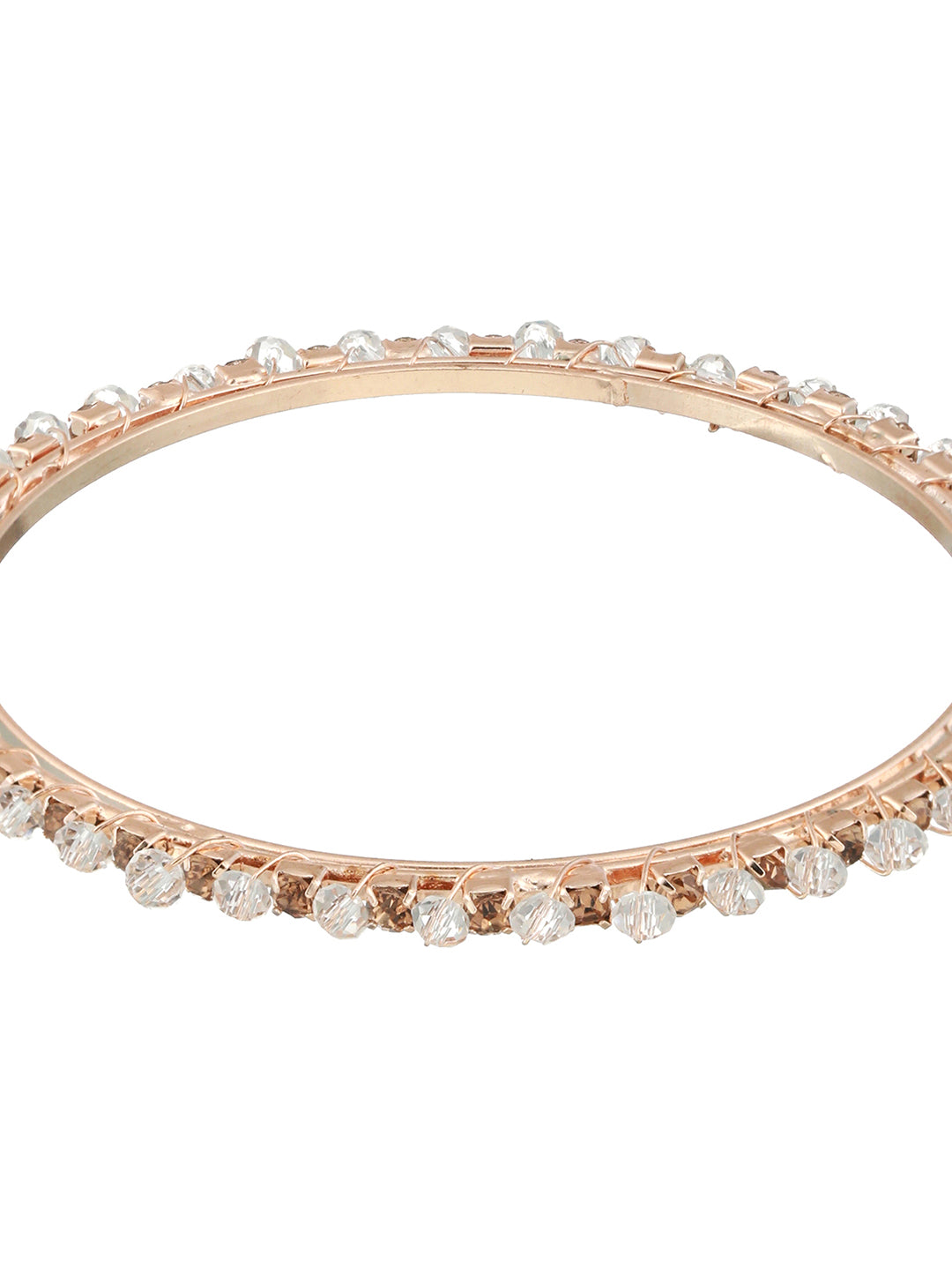 Set Of 4 Rose Gold-Plated Crystal Studded Bangles