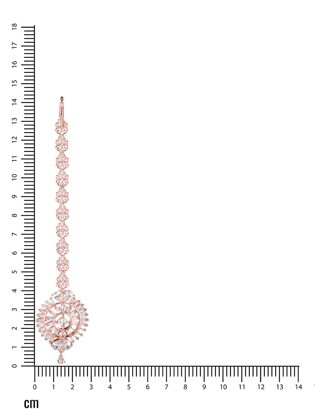 Rose Gold-Plated Ad-Studded Circular Handcrafted Maang Tika