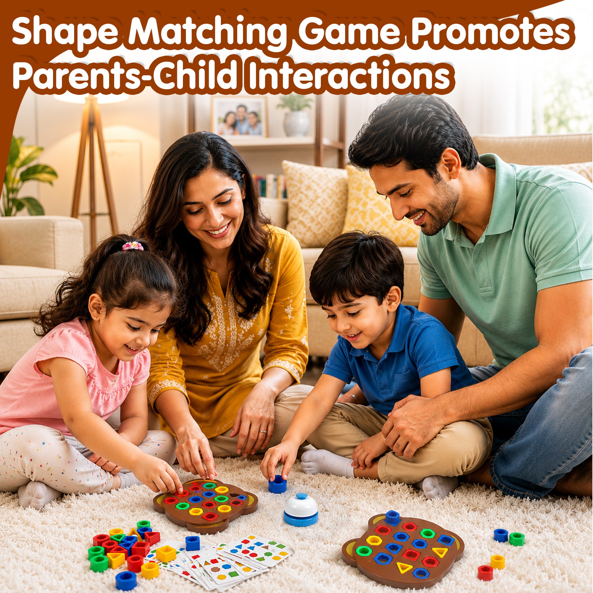 Kidology Geometric Shape and Color Matching Puzzle Board Game with Bell for Kids 3+ Years | Sensory Educational, Fun and Learning Toy for Children | Ideal for Gifting, Multicolor
