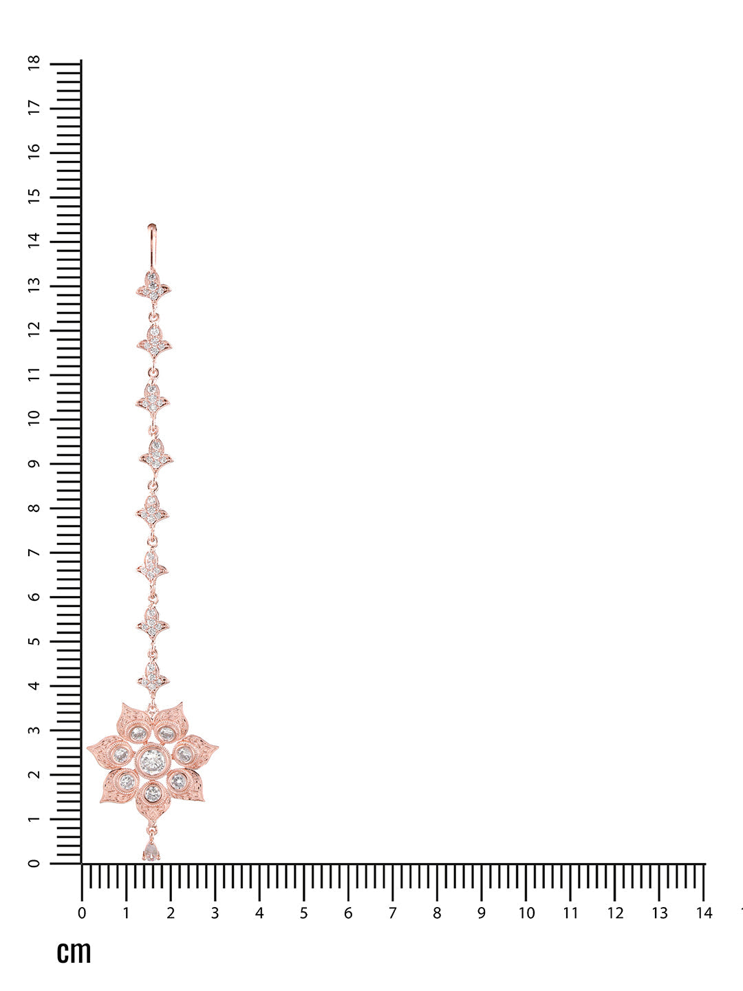 Rose Gold-Plated White Ad-Studded Handcrafted Floral Maang Tikka