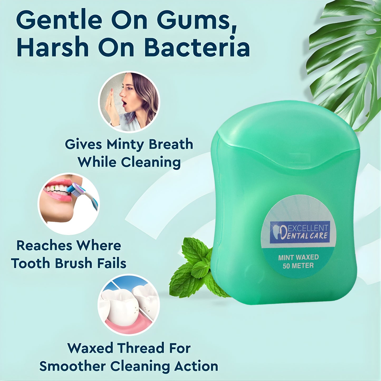 Mint Waxed Dental Floss  (50 Meter )