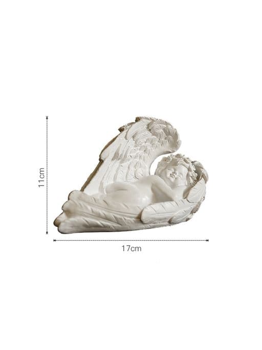 KariGhar Resin White Sleeping Angel Statue Catholic Idol for home, Prayer room, Bedroom (Cream) - HalfPe