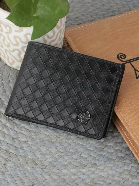 Men Ethnic ,Trendy Black Genuine Leather Wallet (4 Card Slots) - HalfPe