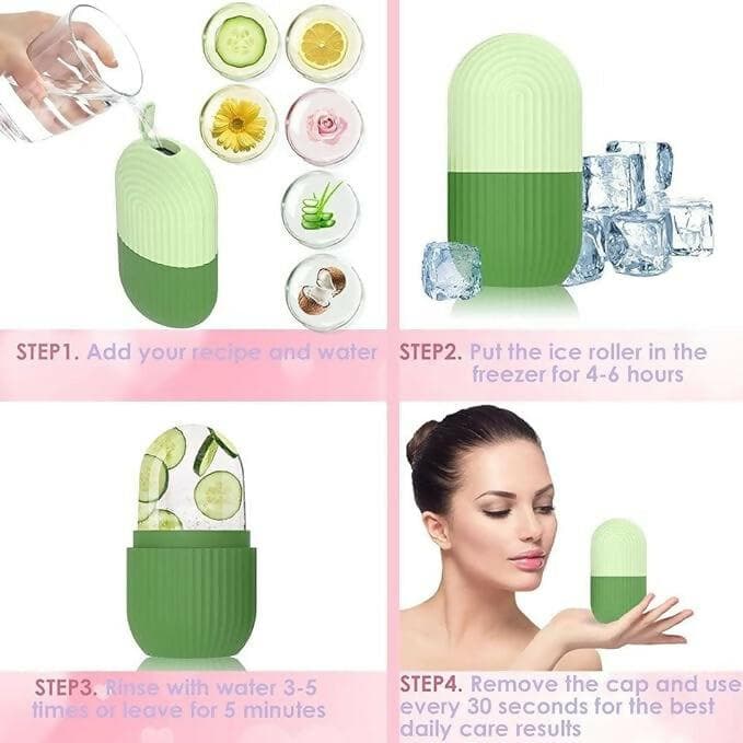 DeoDap Ice Face Roller for Face and Eye Silicone Ice Stick Face Ice Mould Icing Tool(LightGreen) - HalfPe