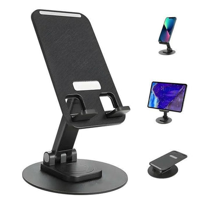 360° Phone Stand with Height & Angle Adjustable for Desk (Black) - HalfPe