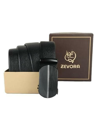 ZEVORA Men's Leather Auto Lock Buckle Belt - HalfPe