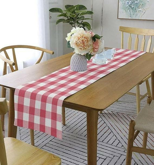 Lushomes Table Runner, Buffalo Checks, Cotton Ribbed (Multicolour) - HalfPe