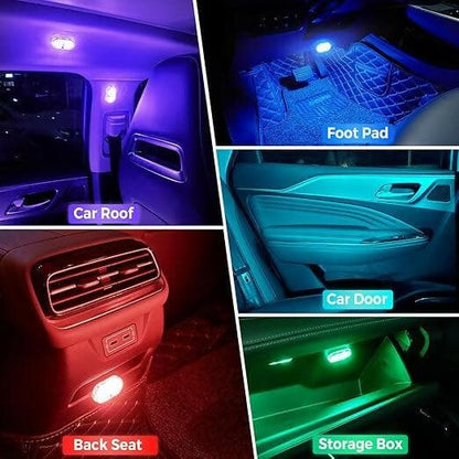 Car Interior RGB Touch Light Rechargable With Magnetic Sticker7 Colors (4 Pcs, 1.06 x 2.08 x 0.31 Inch) - HalfPe