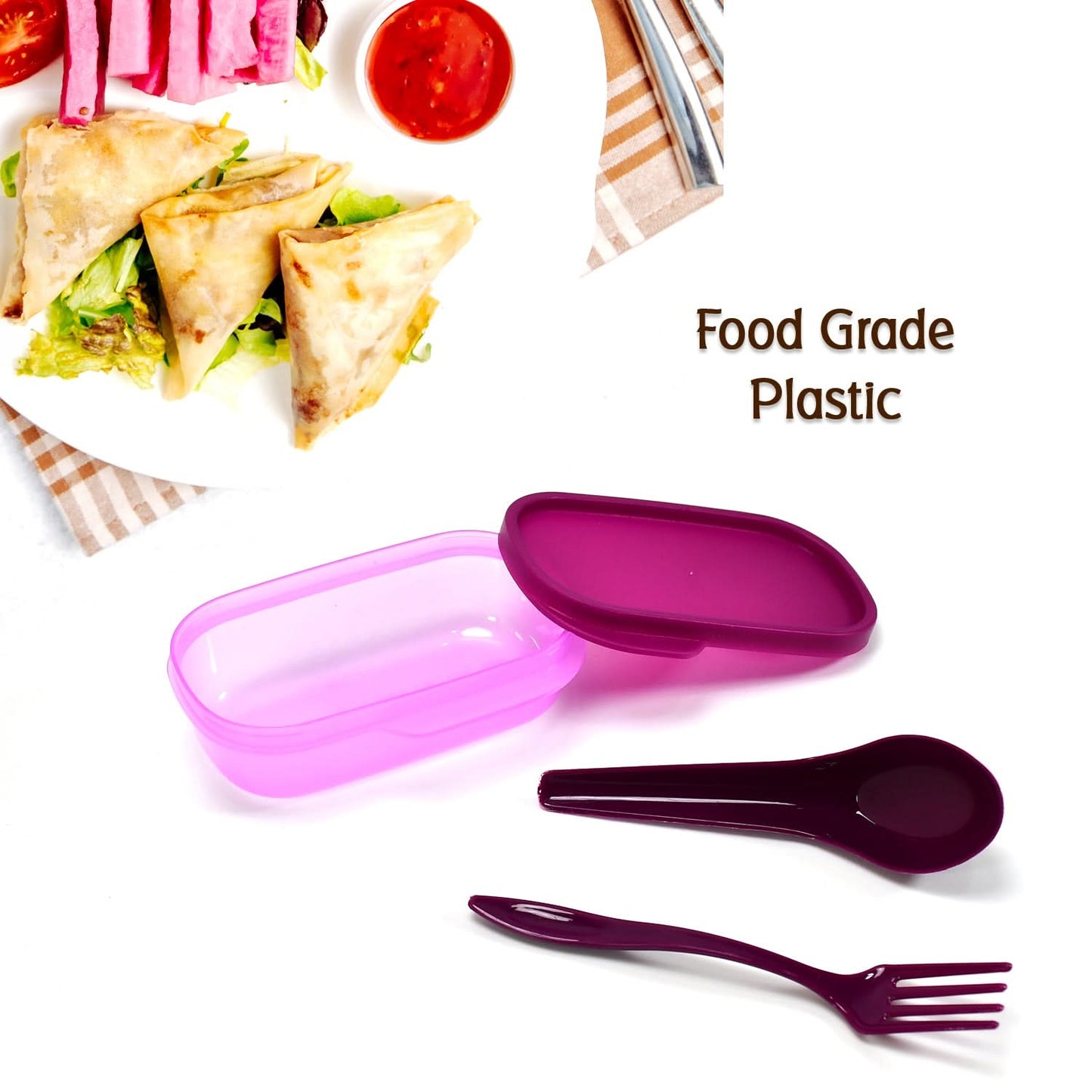 Unbreakable BPA-Free Plastic Lunch Box with Spoon