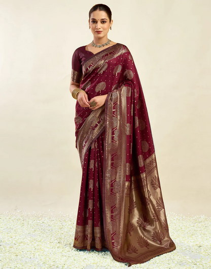 AXONIT Wedding & Festive Jacquard Saree with Heavy Zari Weaving