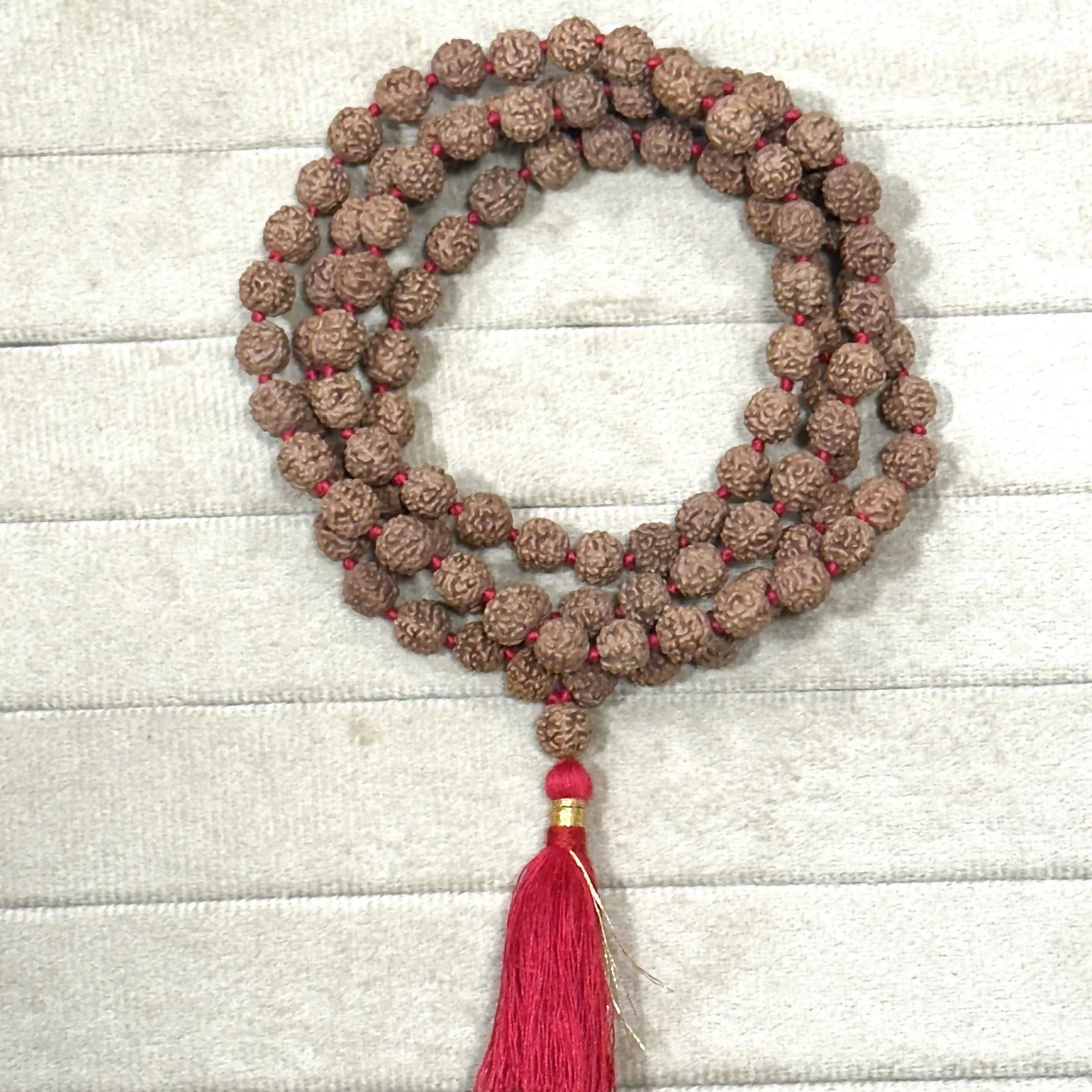 Rudraksha Mala (Traditional 108+1 Beads Sacred Rudraksha Prayer Mala for Meditation, Japa, Spiritual Healing, Inner Peace, Mindfulness and Daily Spiritual Practice) Eka Rudraksha