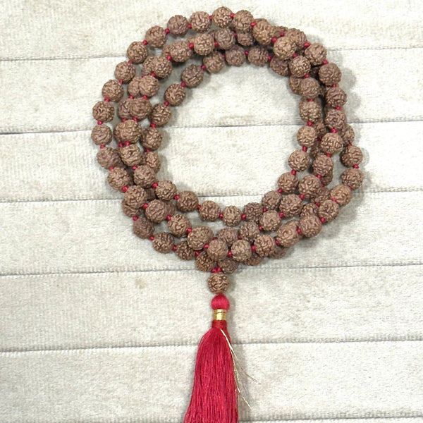 Rudraksha Mala (Traditional 108+1 Beads Sacred Rudraksha Prayer Mala for Meditation, Japa, Spiritual Healing, Inner Peace, Mindfulness and Daily Spiritual Practice) Eka Rudraksha