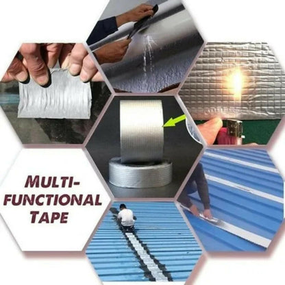 Premium Aluminum Waterproof Adhesive Tape 2 Inch x 5 Meter Silver Foil Sealing Tape for Leak Repairs & Insulation (Set of 1)