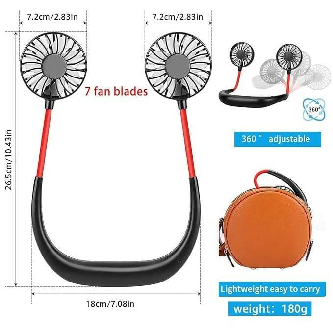 Rechargeable Hands Free Bladeless Personal Mini Fan,3 Speeds 48 Air Outlet - HalfPe