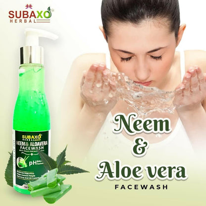 SUBAXO Neem & Aloe Face Wash (200 ml) + Activated Charcoal Face Wash Combo (200 ml) - HalfPe