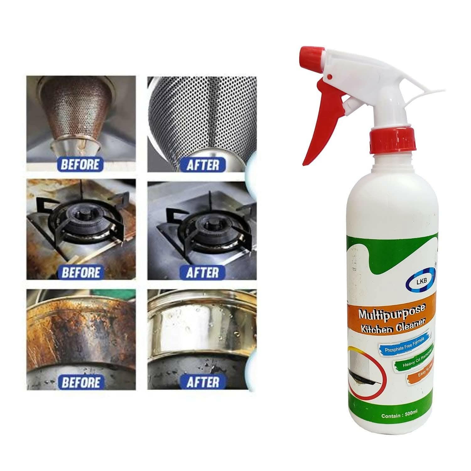 Oil & Grease Stain Remover Kitchen Cleaner Spray (500ML) - HalfPe
