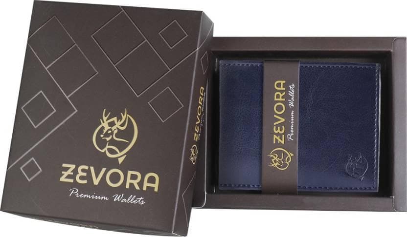 ZEVORA Men & Women Casual Blue Artificial Leather Wallet (3 Card Slots) - HalfPe