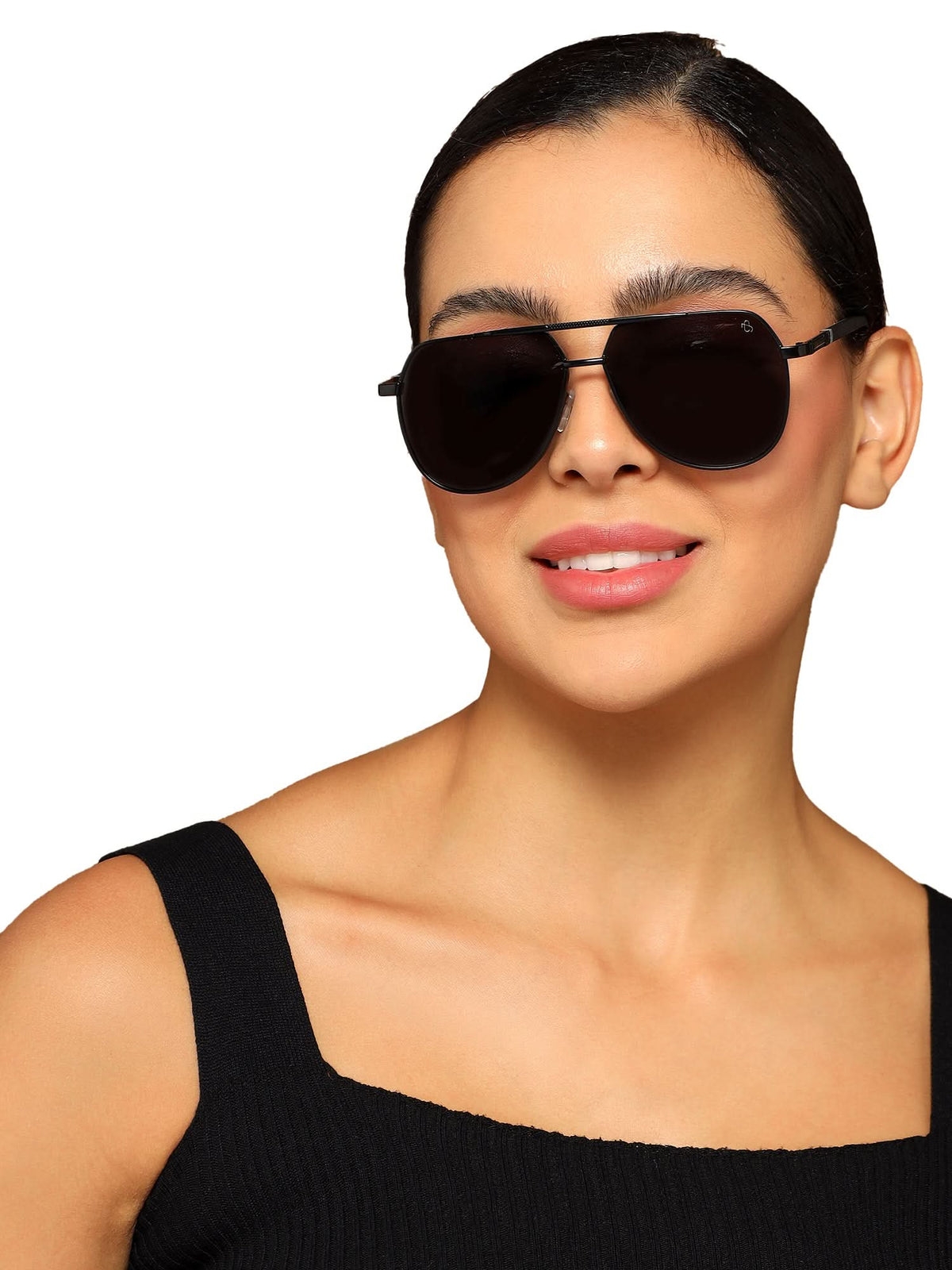 Eyejack Black Aviator Sunglasses for Men and Women - Style L839 - worn by a male model (image 2)