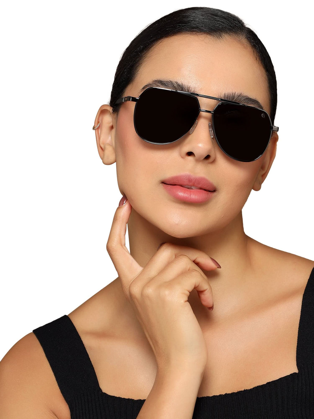 Eyejack Grey Aviator Sunglasses for Men and Women - worn by a male model (image 2)