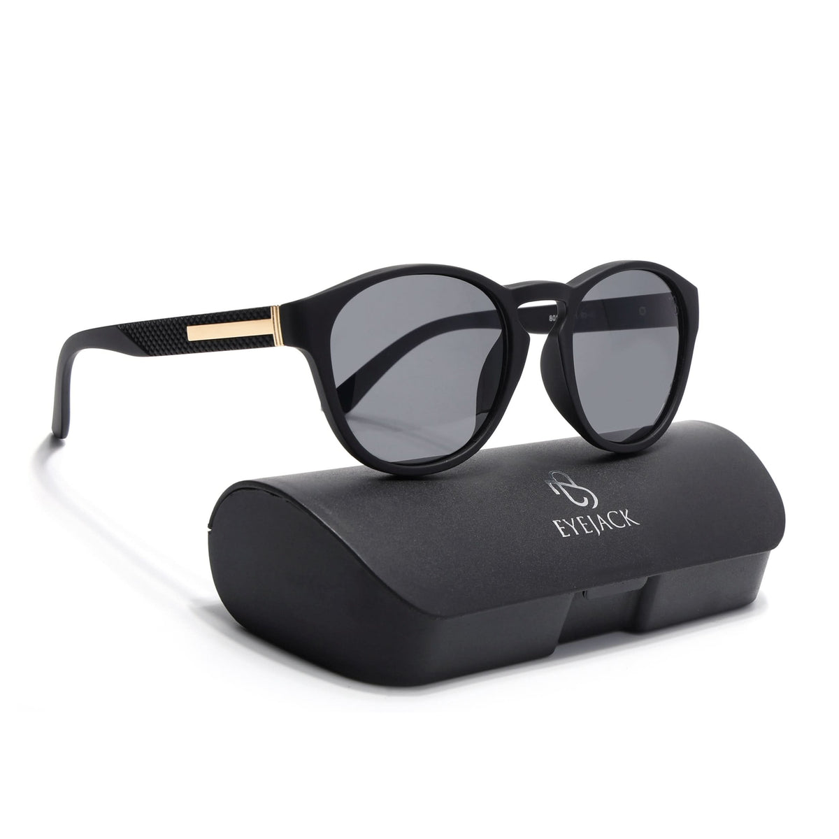 Eyejack Black Round Sunglasses for Men and Women - Style 1047 - view 8
