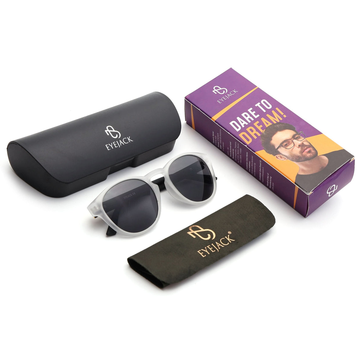 Eyejack Grey Round Sunglasses for Men and Women - detail view