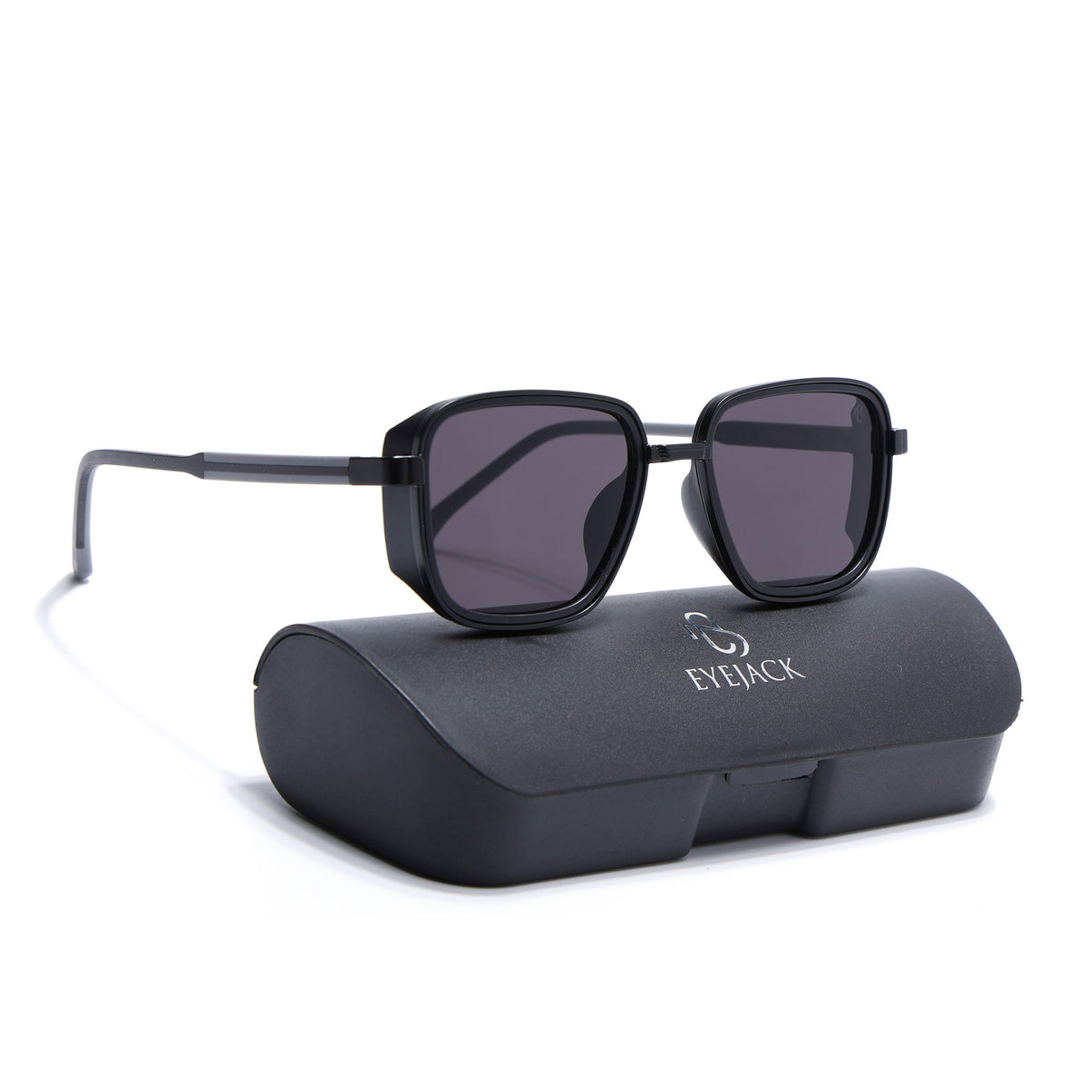 Eyejack Black Square Sunglasses for Men and Women - Style 2128 - with box packaging
