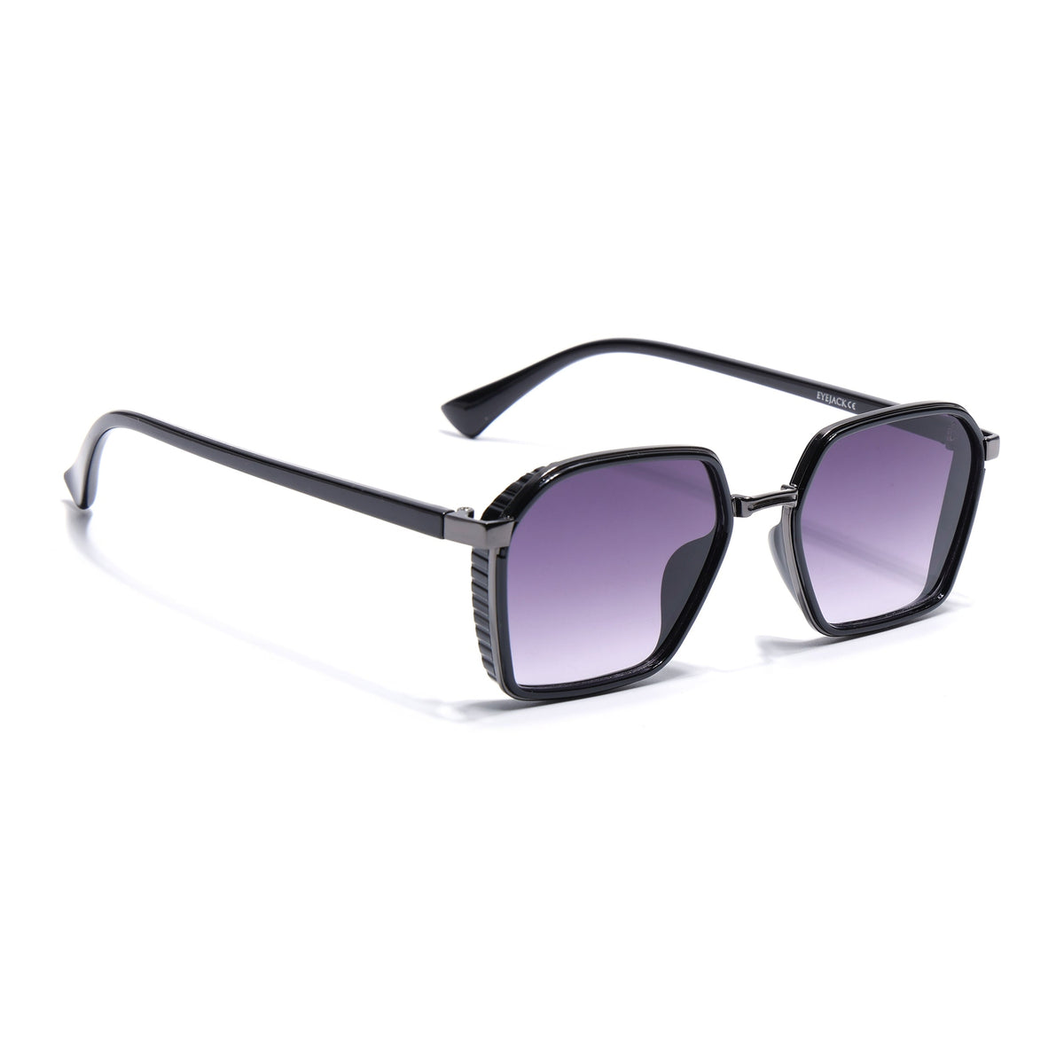 Eyejack Dark Grey Hexagonal Sunglasses for Men and Women - view 2