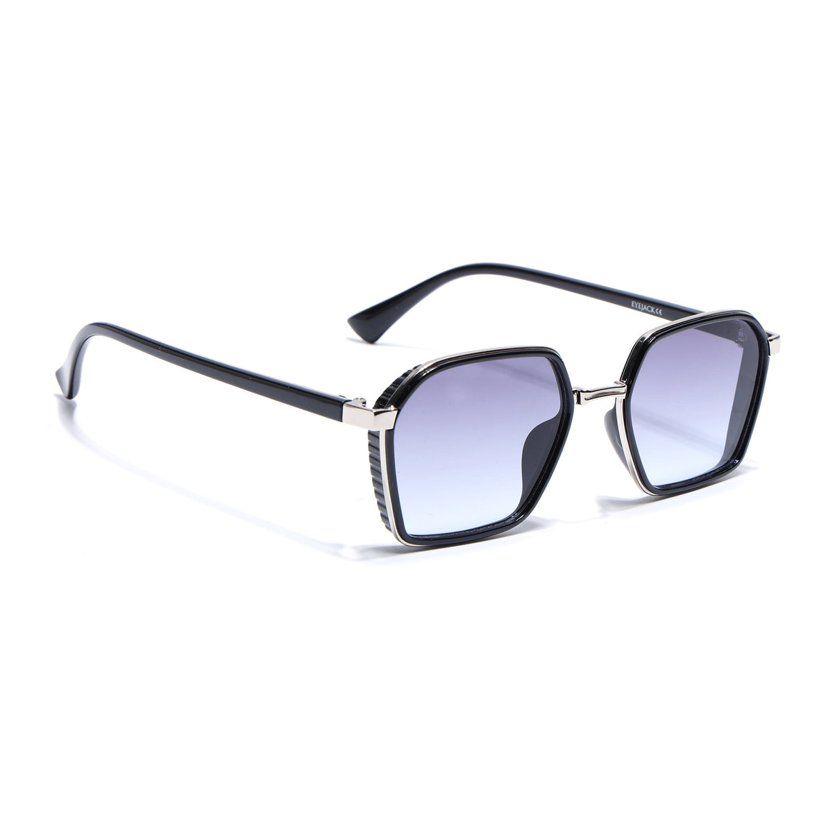 Eyejack Silver & Black Hexagonal Sunglasses for Men and Women - view 2