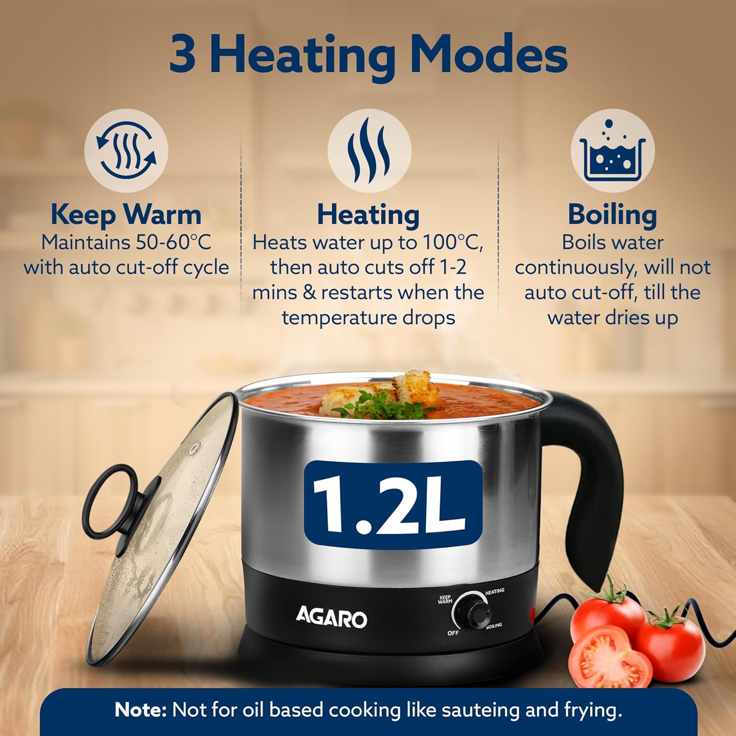 AGARO Esteem Stainless Steel Electric Kettle with Heating Technology