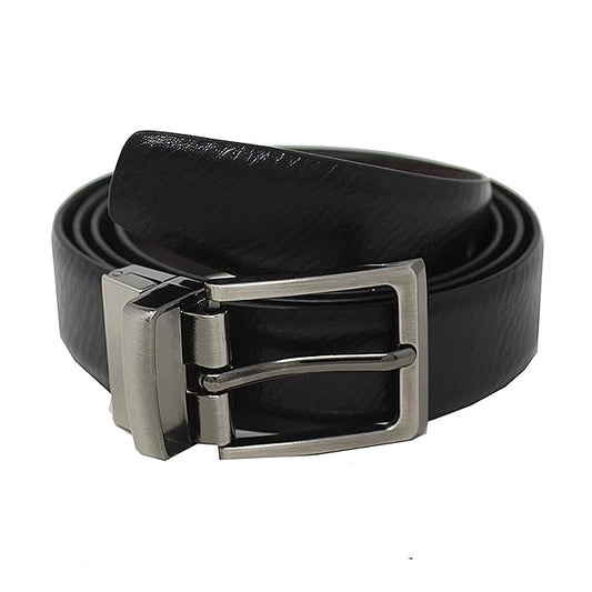 Casual Black Genuine Leather Reversible Belt (Size : 46)