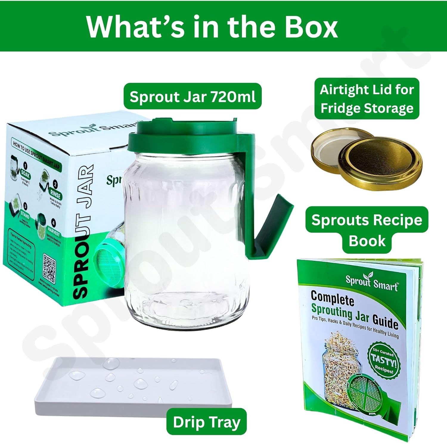 Sprout Smart Sprouts Maker Glass Jar with Airtight Mesh Lid – 720 ml