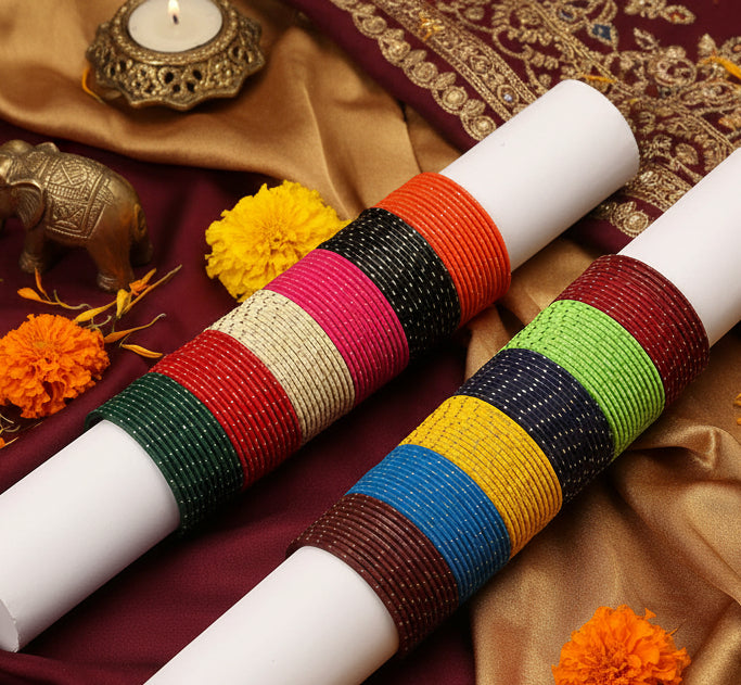 Jazz And Sizzle Multi-Color Set of 144 Bangles for Women and Girls Bangles